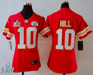 Women's Kansas City Chiefs #10 Tyreek Hill Red 2021 Super Bowl LV Vapor Untouchable Stitched Nike Limited NFL Jersey