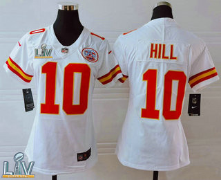 Women's Kansas City Chiefs #10 Tyreek Hill White 2021 Super Bowl LV Vapor Untouchable Stitched Nike Limited NFL Jersey