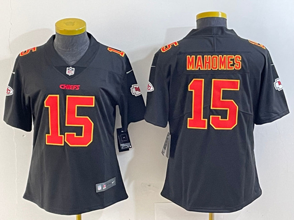 Women's Kansas City Chiefs #15 Patrick Mahomes Black Vapor Untouchable Limited Football Stitched Jersey(Run Small)