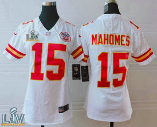 Women's Kansas City Chiefs #15 Patrick Mahomes White 2021 Super Bowl LV Vapor Untouchable Stitched Nike Limited NFL Jersey