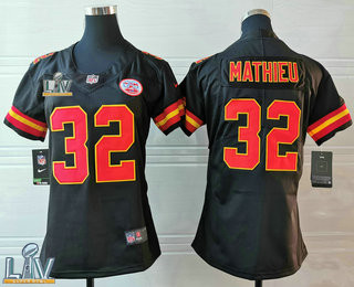 Women's Kansas City Chiefs #32 Tyrann Mathieu Black 2021 Super Bowl LV Vapor Untouchable Stitched Nike Limited NFL Jersey