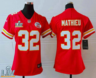 Women's Kansas City Chiefs #32 Tyrann Mathieu Red 2021 Super Bowl LV Vapor Untouchable Stitched Nike Limited NFL Jersey