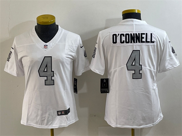 Women's Las Vegas Raiders #4 Aidan O'Connell White Color Rush Limited Football Stitched Jersey(Run Small)