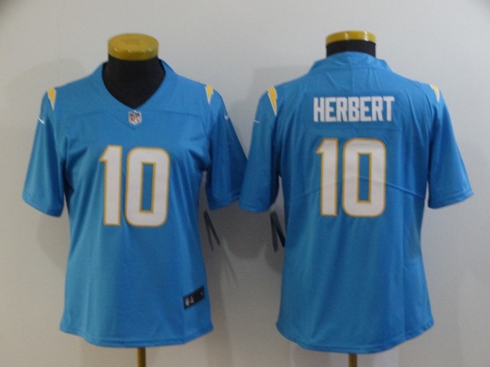 Women's Los Angeles Chargers #10 Justin Herbert Light Blue 2020 NEW Vapor Untouchable Stitched NFL Nike Limited Jersey