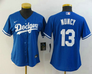 Women's Los Angeles Dodgers #13 Max Muncy Blue Stitched MLB Cool Base Nike Jersey