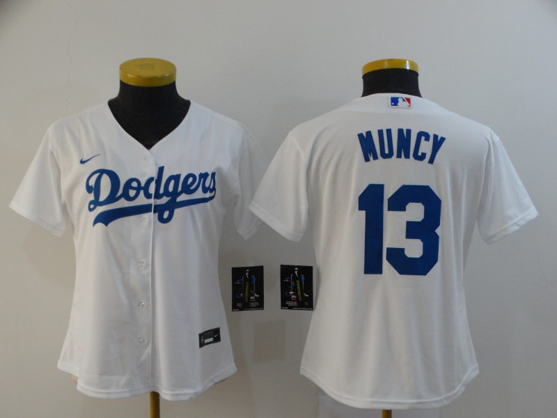 Women's Los Angeles Dodgers #13 Max Muncy White Stitched MLB Cool Base Nike Jersey
