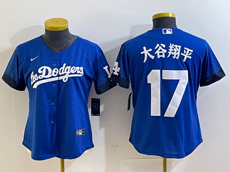 Women's Los Angeles Dodgers #17 大谷翔平 Royal City Connect Stitched Jersey(Run Small)