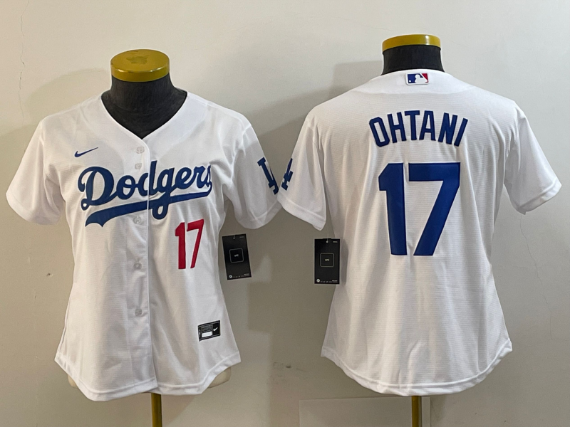 Women's Los Angeles Dodgers #17 Shohei Ohtani Number White Stitched Cool Base Nike Jersey