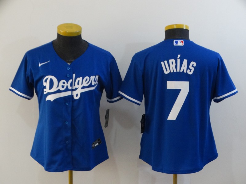 Women's Los Angeles Dodgers #7 Julio Urias Blue Stitched MLB Cool Base Nike Jersey