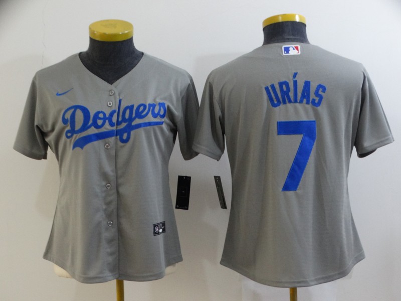 Women's Los Angeles Dodgers #7 Julio Urias Grey Stitched MLB Cool Base Nike Jersey