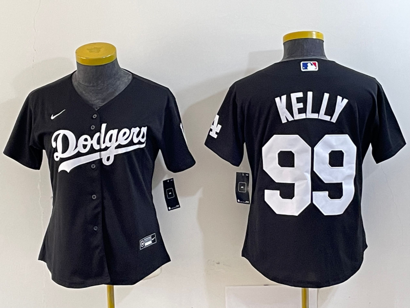 Women's Los Angeles Dodgers #99 Joe Kelly Black Stitched Cool Base Nike Jersey
