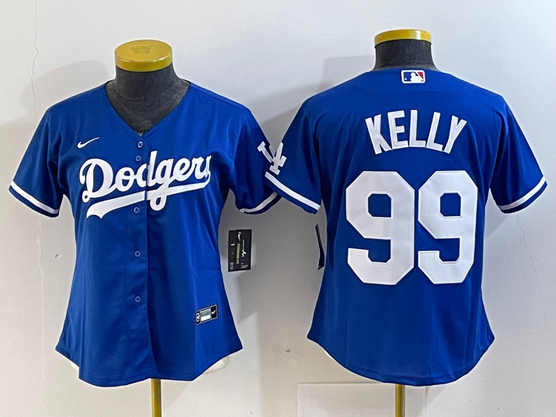 Women's Los Angeles Dodgers #99 Joe Kelly Blue Stitched Cool Base Nike Jersey
