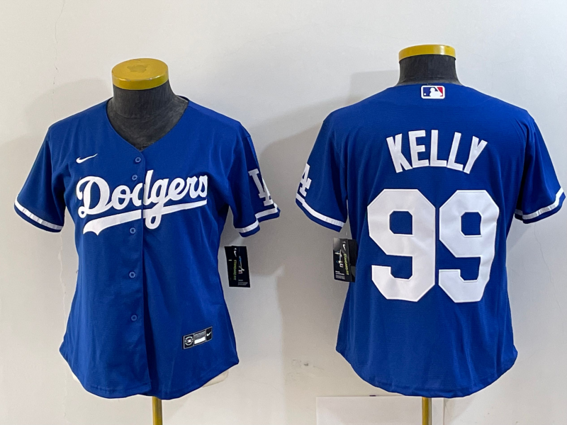 Women's Los Angeles Dodgers #99 Joe Kelly Blue Stitched Cool Base Nike Jersey1