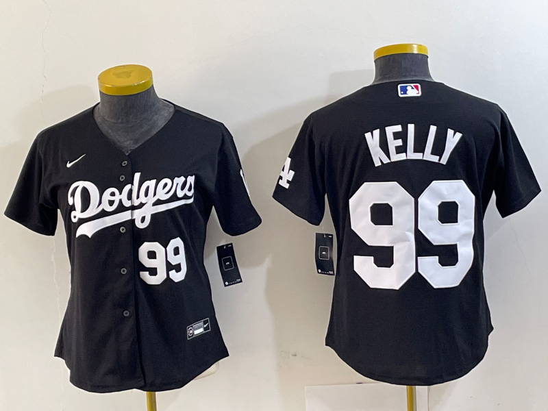 Women's Los Angeles Dodgers #99 Joe Kelly Number Black Stitched Cool Base Nike Jersey