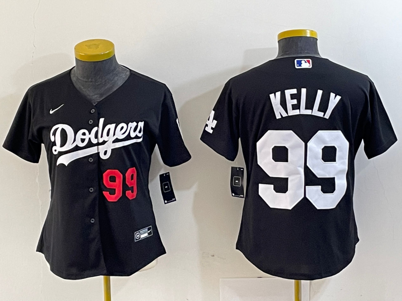 Women's Los Angeles Dodgers #99 Joe Kelly Number Black Stitched Cool Base Nike Jerseys