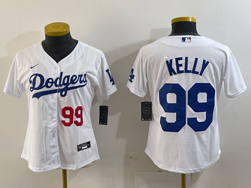 Women's Los Angeles Dodgers #99 Joe Kelly Number White Stitched Cool Base Nike Jersey1
