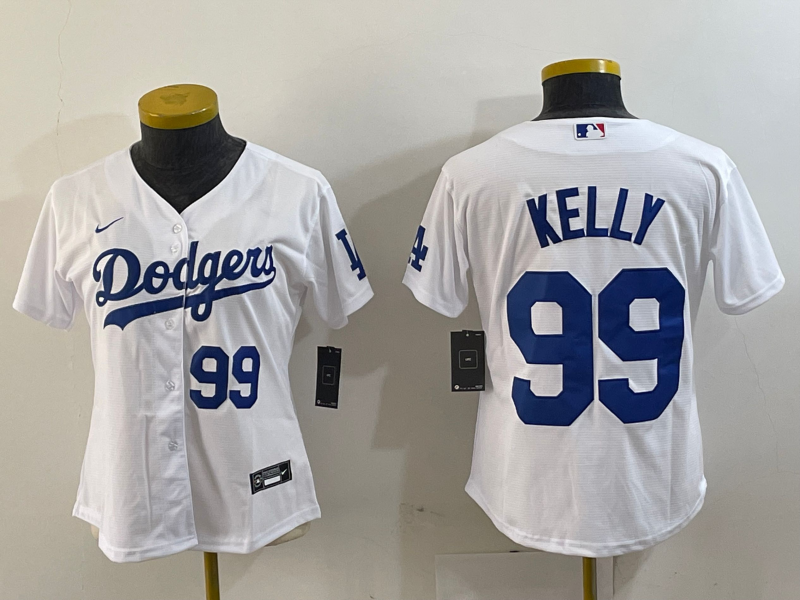 Women's Los Angeles Dodgers #99 Joe Kelly Number White Stitched Cool Base Nike Jerseys