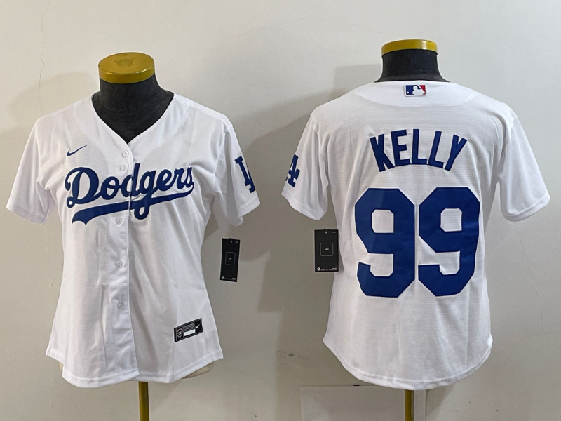 Women's Los Angeles Dodgers #99 Joe Kelly White Stitched Cool Base Nike Jersey1