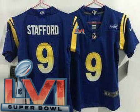 Women's Los Angeles Rams #9 Matthew Stafford Limited Royal 2022 Super Bowl LVI Bound Vapor Jersey