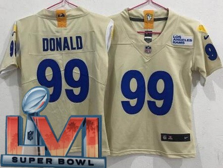 Women's Los Angeles Rams #99 Aaron Donald Limited Bone 2022 Super Bowl LVI Bound Vapor Jersey