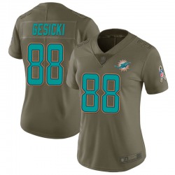 Women's Miami Dolphins #88 Mike Gesicki Limited Green 2017 Salute to Service Jersey