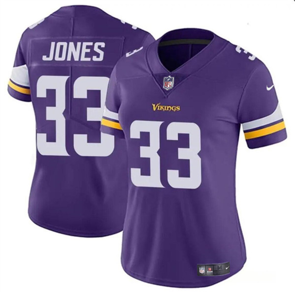 Women's Minnesota Vikings #33 Aaron Jones Purple Vapor Untouchable Limited Football Stitched Jersey(Run Small)