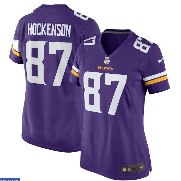 Women's Minnesota Vikings #87 T.J. Hockenson Nike Purple Game Player Jersey