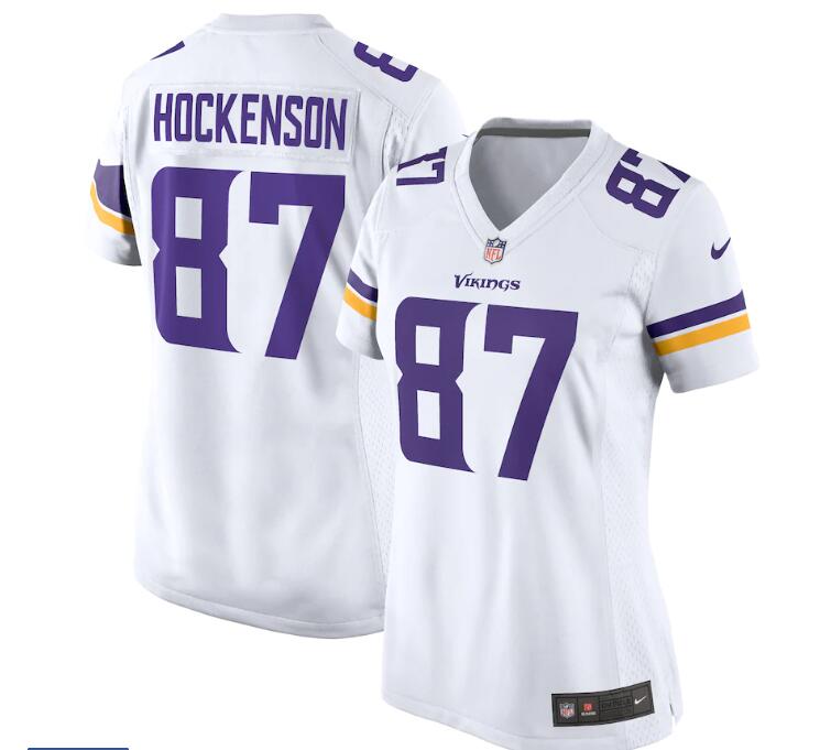 Women's Minnesota Vikings #87 T.J. Hockenson Nike White Game Player Jersey