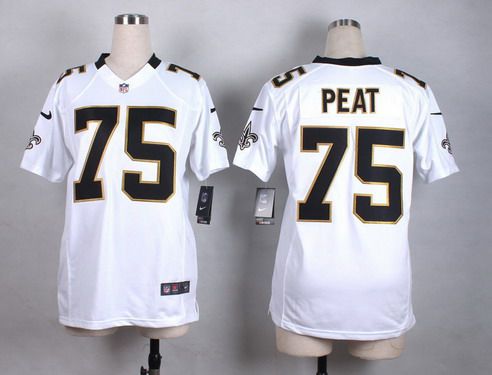 Women's New Orleans Saints #75 Andrus Peat Nike White Game Jersey