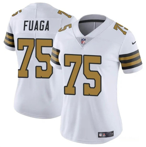 Women's New Orleans Saints #75 Taliese Fuaga White 2024 Draft Color Rush Stitched Game Jersey(Run Small)