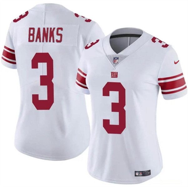 Women's New York Giants #3 Deonte Banks White Vapor Stitched Jersey