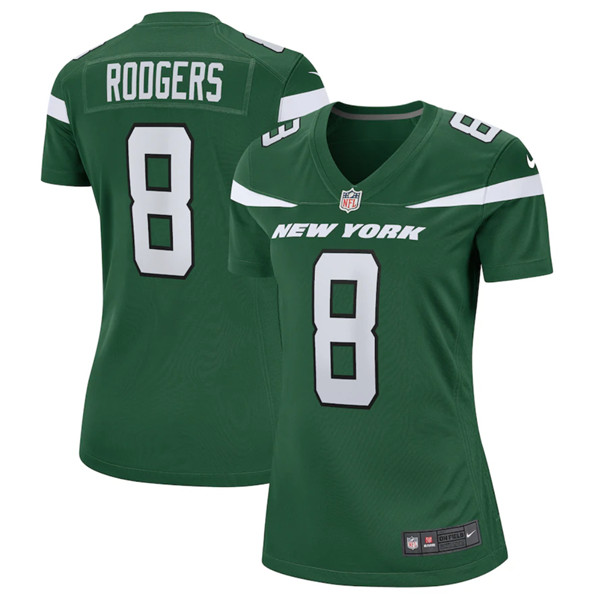 Women's New York Jets #8 Aaron Rodgers Green Stitched Game Football Jersey(Run Small)