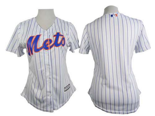 Women's New York Mets Blank White With Blue Pinstripe Jersey