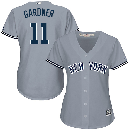 Women's New York Yankees #11 Brett Gardner Authentic Grey Road MLB Jersey