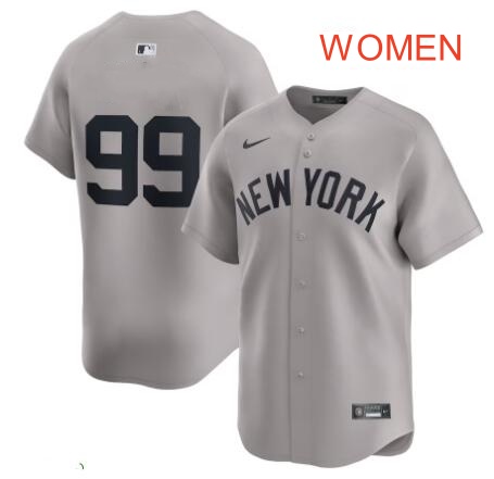 Women's New York Yankees #99 Aaron Judge Without Name Nike Grey Away Replica Player gray Jersey