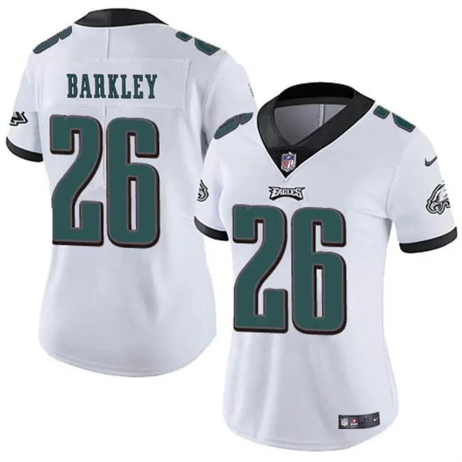 Women's Philadelphia Eagles #26 Saquon Barkley White Vapor Untouchable Limited Football Stitched Jersey(Run Small)