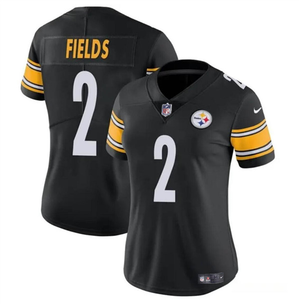 Women's Pittsburgh Steelers #2 Justin Fields Black Vapor Football Stitched Jersey(Run Small)