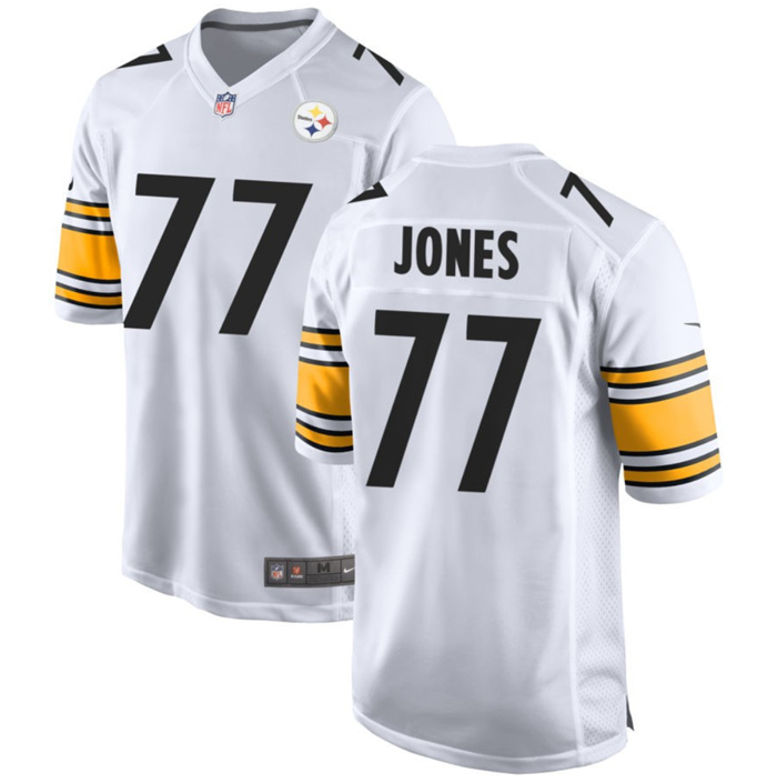 Women's Pittsburgh Steelers #77 Broderick Jones White 2023 Draft Stitched Game Jersey