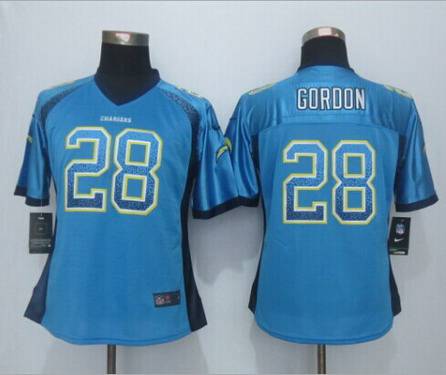 Women's San Diego Chargers #28 Melvin Gordon Nike Drift Fashion Blue Jersey
