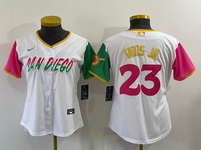 Women's San Diego Padres #23 Fernando Tatis Jr. White 2022 City Connect Cool Base Stitched Baseball Jersey(Run Small)