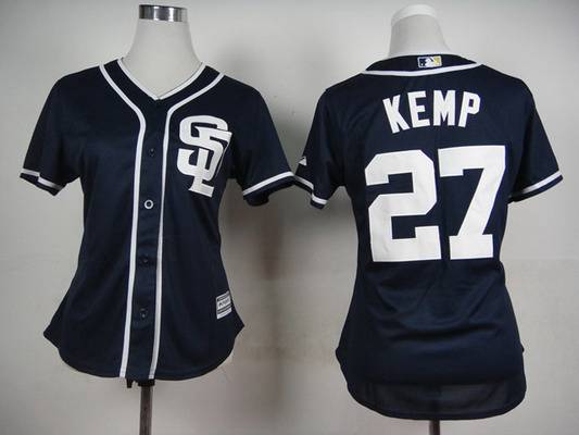 Women's San Diego Padres #27 Matt Kemp Navy Blue Jersey