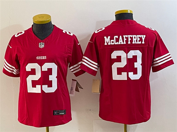 Women's San Francisco 49ers #23 Christian McCaffrey Red 2023 F.U.S.E. Vapor Untouchable Football Stitched Jersey(Run Small)