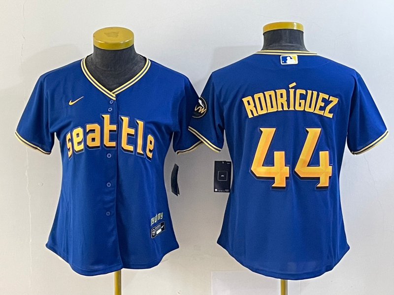 Women's Seattle Mariners #44 Julio Rodriguez Blue 2023 City Connect Cool Base Stitched Jersey