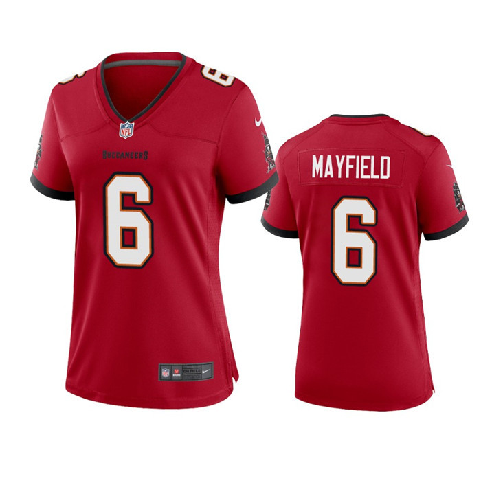 Women's Tampa Bay Buccanee #6 Baker Mayfield Red Stitched Game Jersey(Run Small)
