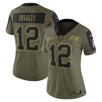 Women's Tampa Bay Buccaneers #12 Tom Brady Nike Olive 2021 Salute To Service Limited Player Jersey