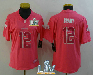 Women's Tampa Bay Buccaneers #12 Tom Brady Pink Fashion 2021 Super Bowl LV Rush NFL Nike Limited Jersey