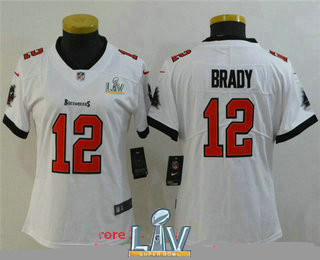 Women's Tampa Bay Buccaneers #12 Tom Brady White 2021 Super Bowl LV Vapor Untouchable Stitched Nike Limited NFL Jerse