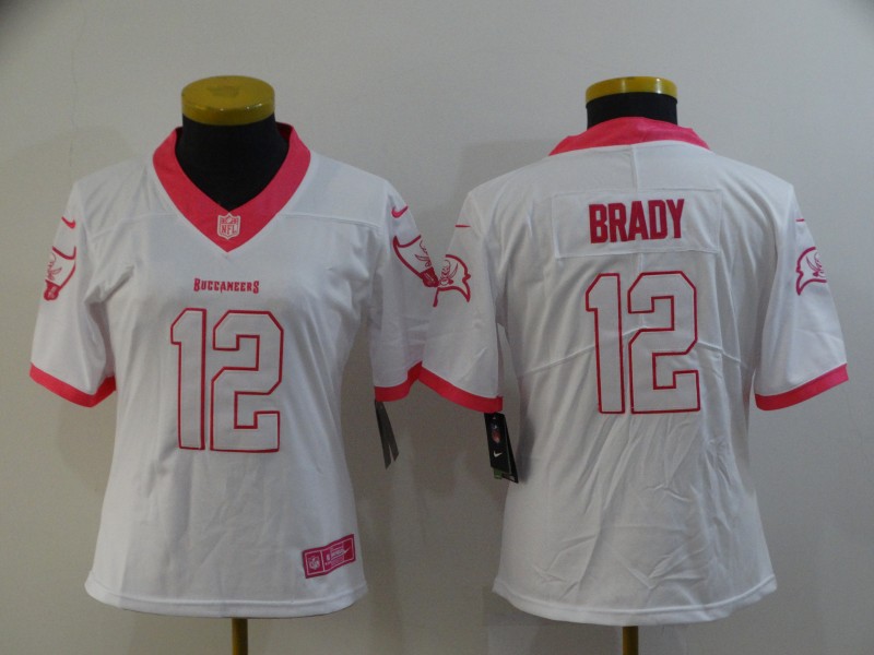 Women's Tampa Bay Buccaneers #12 Tom Brady White Pink 2016 Color Rush Fashion NFL Nike Limited Jersey