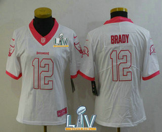 Women's Tampa Bay Buccaneers #12 Tom Brady White Pink 2021 Super Bowl LV Color Rush Fashion NFL Nike Limited Jersey