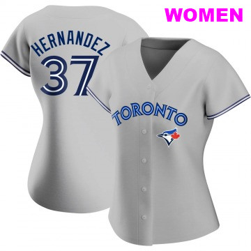 Women's Teoscar Hernandez Toronto Blue Jays #37 Replica Gray Road Jersey
